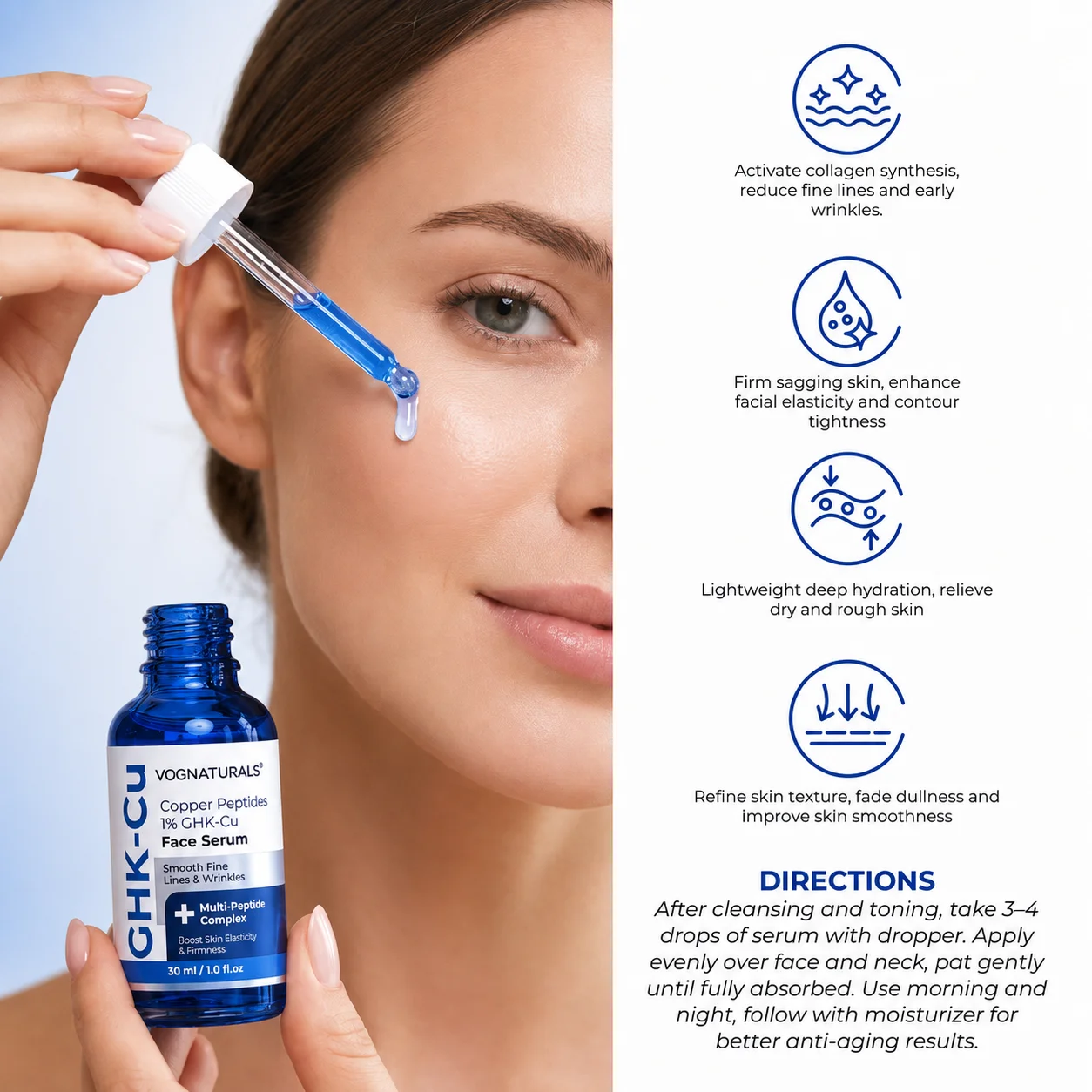 ghk cu for loose skin Copper Peptide Serum scientific testing Size:10 ml. GLOW Nasal Spray -