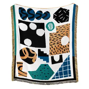 Contemporary Woven Polyester Tapestry Wall Hanging Tassels High Quality Machine Washable Outdoor Decorative Blanket for Living
