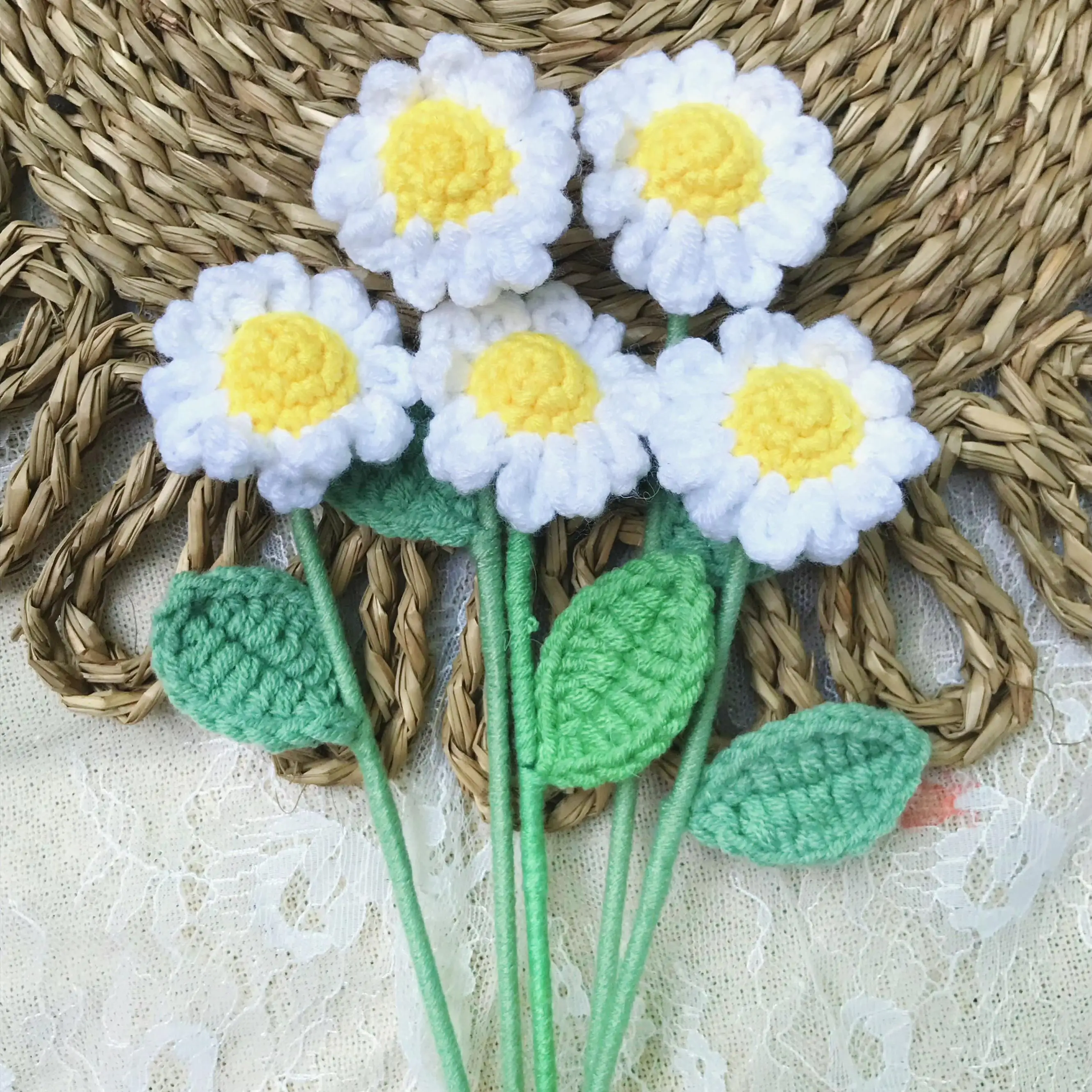 Multicolor - Handmade Crochet Flower Sticks (Set of 2) 14