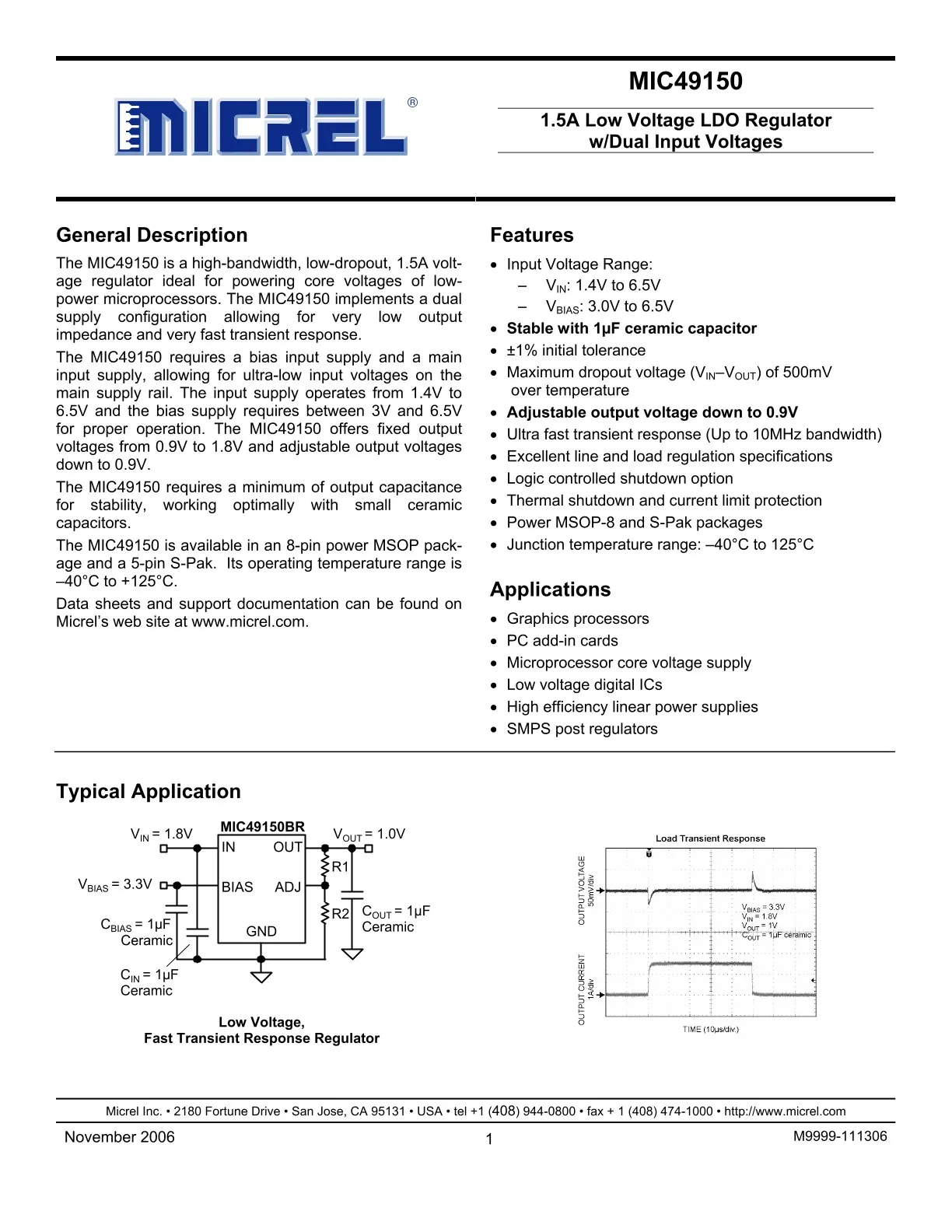 Hot sale Original MIC49150YMM-TR PMIC IC REG LINEAR 1.5A Linear Voltage Regulator IC Positive Adjustable 1 Output 1.5A 8-MSOP