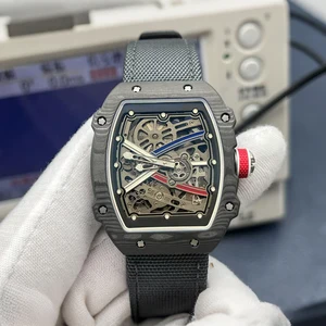 Ultra-thin, High-quality Carbon Fiber Automatic Men's Mechanical Watch Luxurious Stylish Luminous Design Unique Skeleton Watch