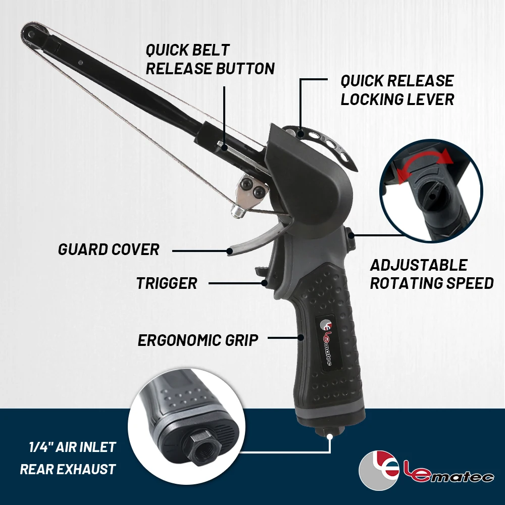 Light Weight Adjustable High Speed Air Belt Sander 10mm 18000 Rpm