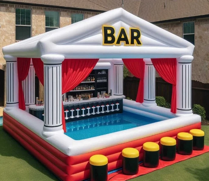 Portable Inflatable Pool Bar with Built-In Cooler and Cup Holders ...