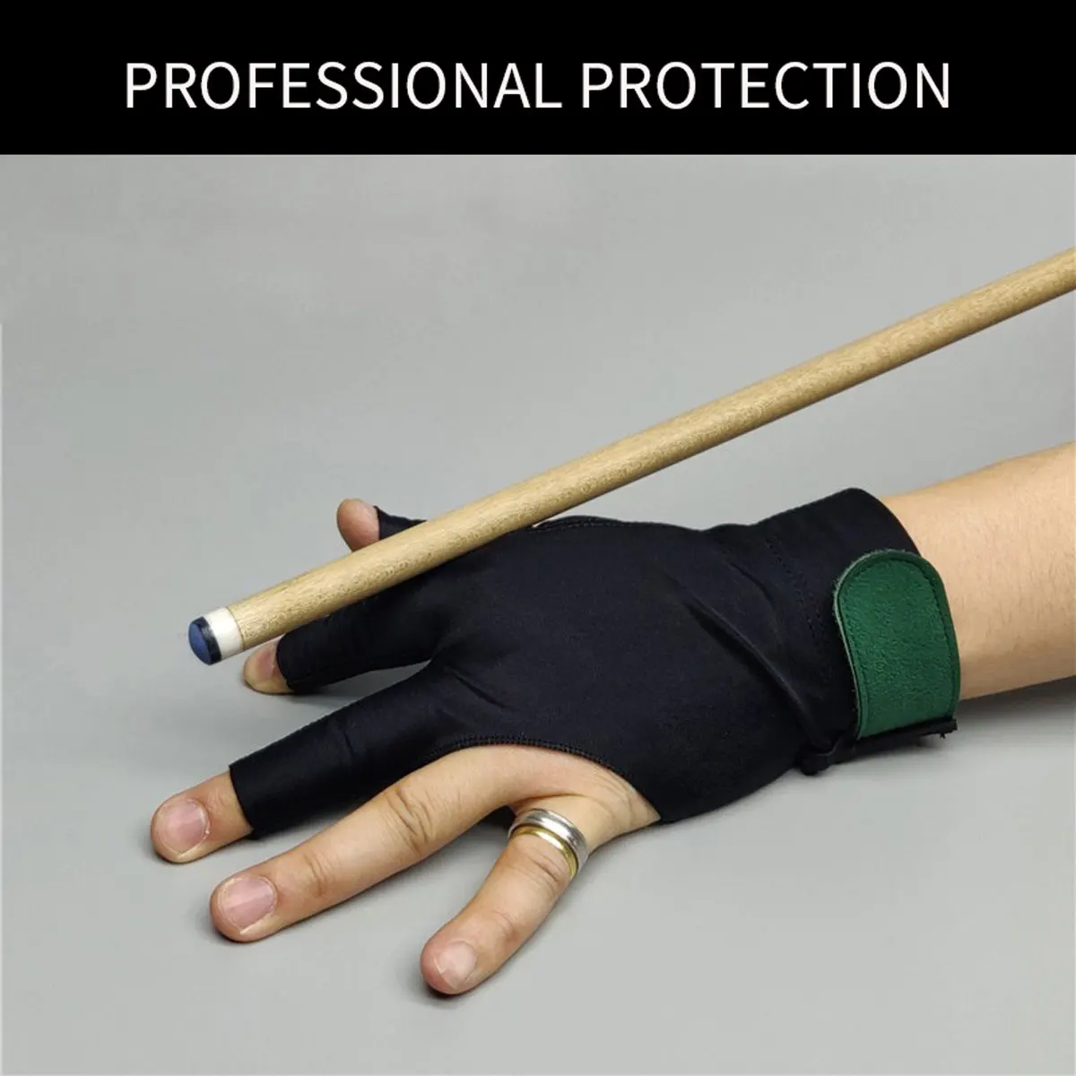 Dickly Gants à Doigts Séparés, Gants de Queue de Billard, Main Gauche, Antidérapants, Résistants à l'usure, Réglables, Absorption de La Sueur du Poignet, Gan, Bleu