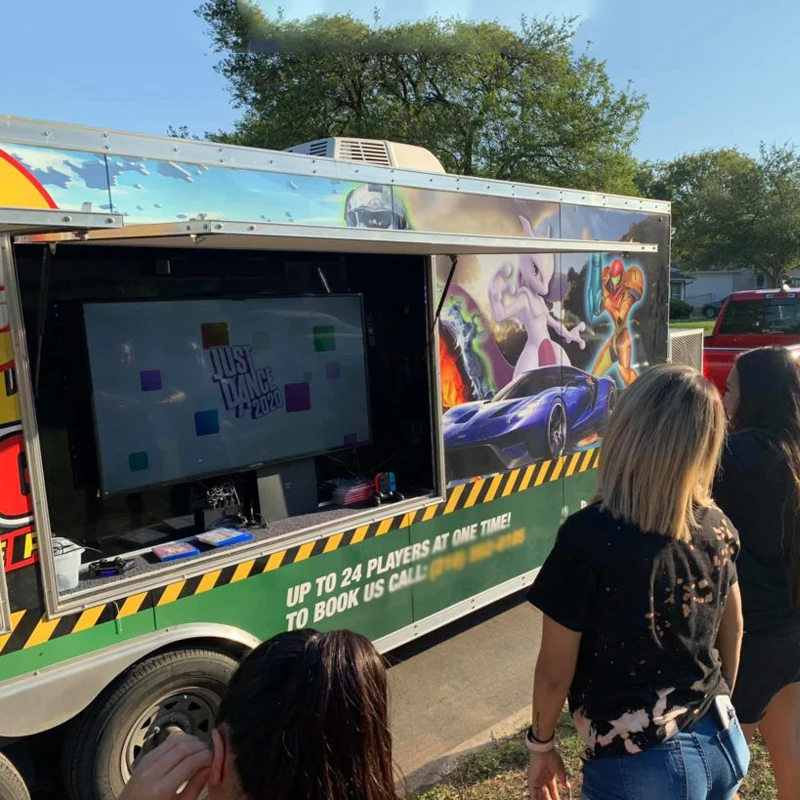 Customized Mobile Video Game Trailer Multifunctional Food Trailer Children's Party Game Truck Theatre Gaming Trailer