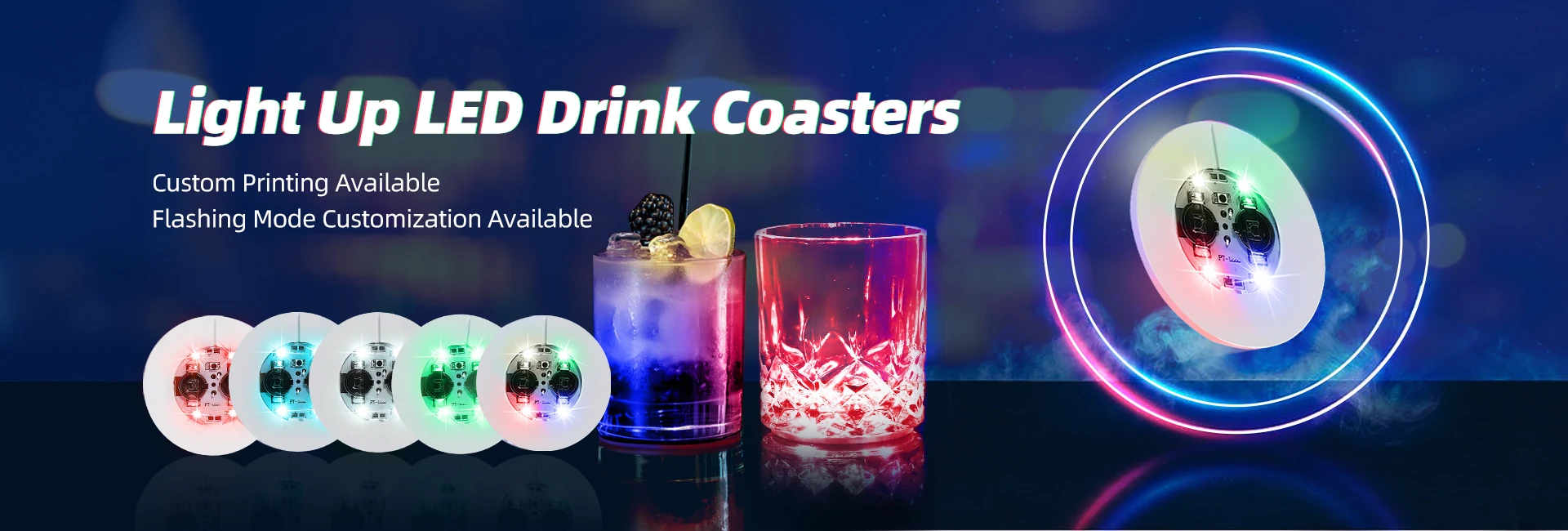 Led Bar Party Accessories Glow Led Sticker Lights Led Coasters Light Up