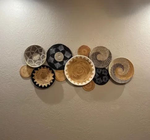 Wholesale Assorted Set of 11 African Baskets Rwanda Basket Chocolate Terracotta Wall Hanging Wall Decor