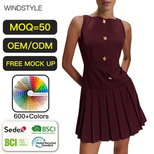 Women Midi Dress Office Formal Dinner Elegant Sleeveless Chiffon Vintage Style Fashion Trend Collection