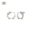 Orecchini a lobo da donna in argento 925 placcati in oro bianco e rosa 18k