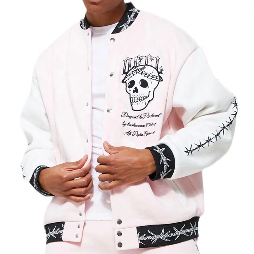 Men's Vintage Varsity Jacket Casual Letter Print Patchwork Baseball