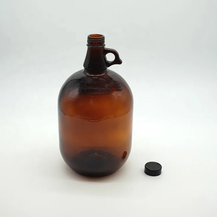 Custom New Design Amber 32oz Glass Growler Bottle with Screw Cap for Beer Cold Brew Coffee Kombucha Carboy Demijohn