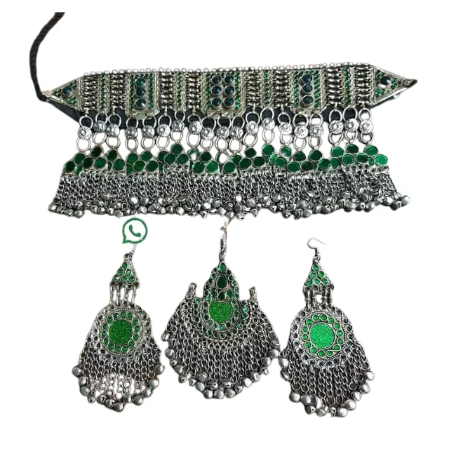 Indian Handcrafted Fashion Jewelry Tribal Kutch Afghani Jewelry Sets Kuchi  Tribal Vintage Necklace Ear Rings Jewellery for Women