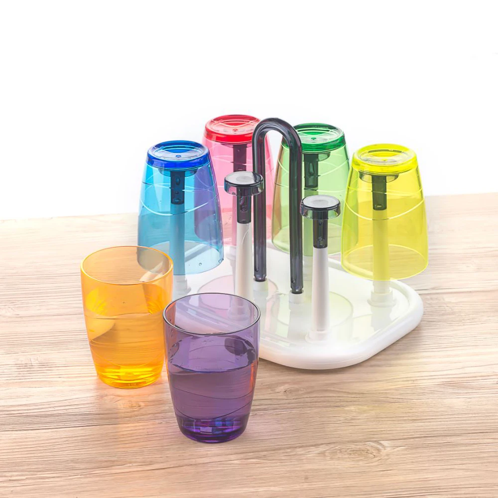 Elianware Cup Drying Rack Drinking Glass Holder Stand Plastic Drinkware
