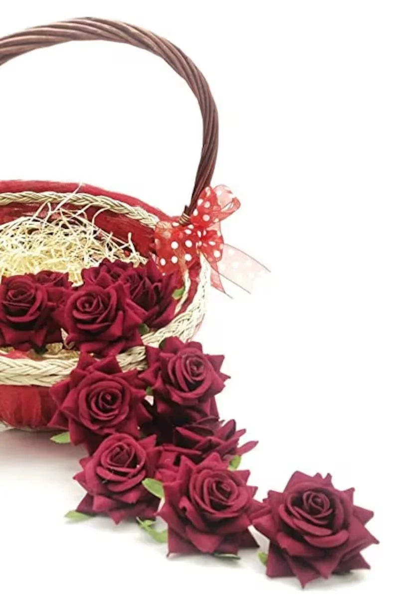 Hamper Decor Artificial Handmade Red Rose Flower Housewarming Favour