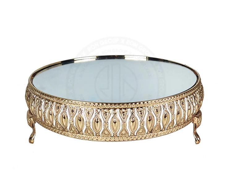 birthday wedding display cake tools metal display tray round gold 3 tier dessert cake stand set mirror tray