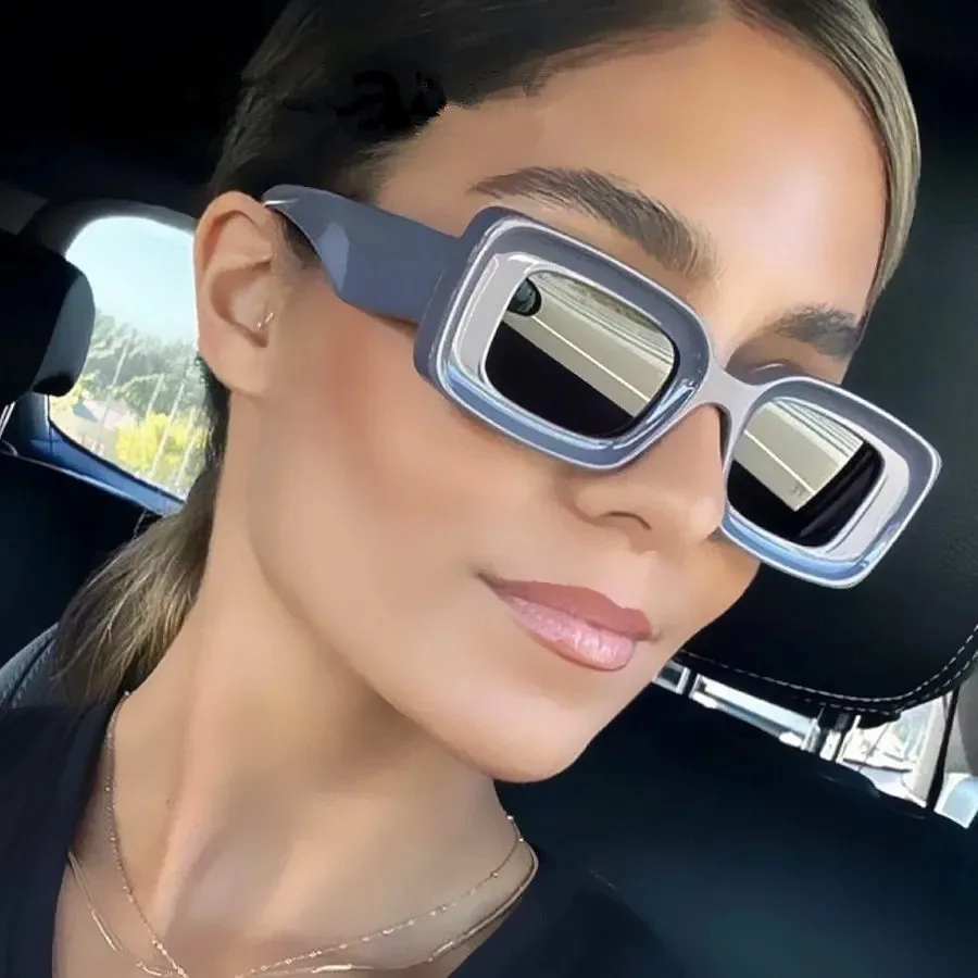 2025 Vintage Fashion Candy Color Y2K Rectangle Sun Glasses display picture 2