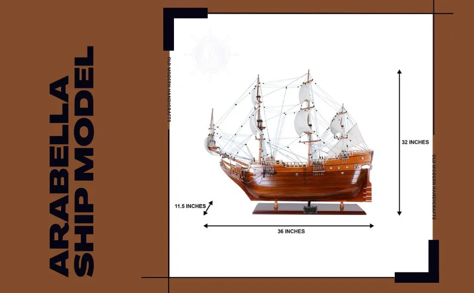 Arabella Model Ship Handcrafted Wooden Replica With Display Stand