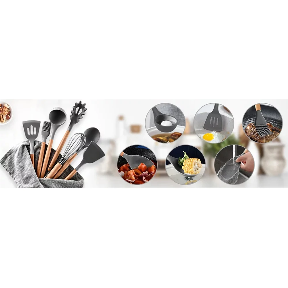 Amazon Hot Silicone Kitchen Utensils Camp Kitchen Cooking Utensil