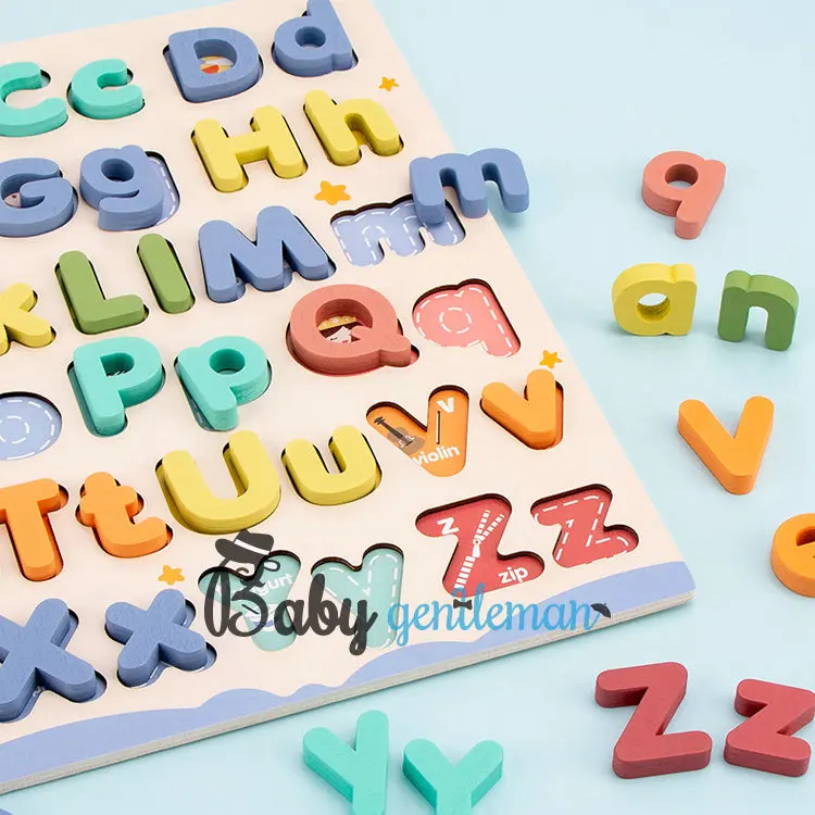 Montessori Alphabet Learning Toy 3D Wooden Jigsaw Puzzle Board for Kids ...