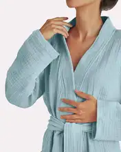 Breathable Bathrobe Loungewear muslin lady gown Breathable Women 4 layer Bathrobe Luxury SPA Belted gauze muslin cotton Bathrobe