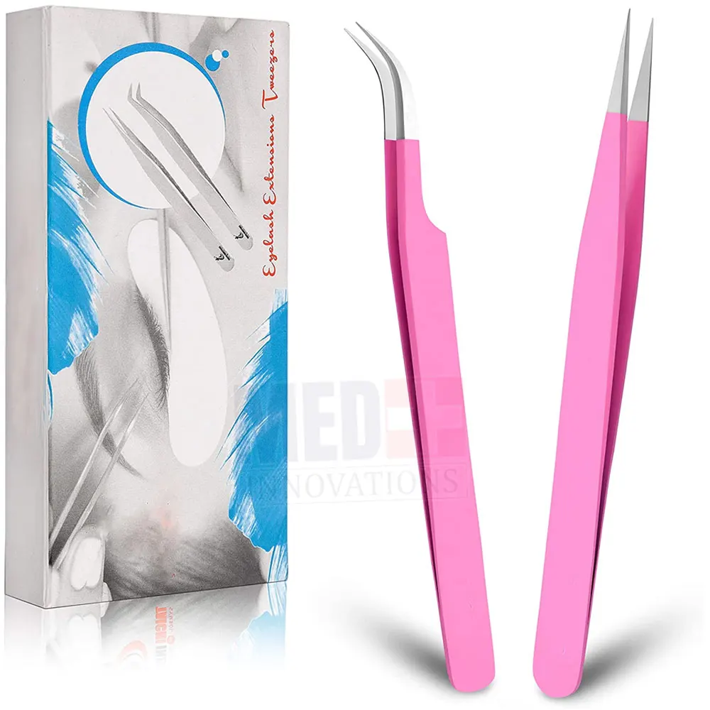 Best Color Coated Private Label Lash Tweezers 90 Degree Eyelash
