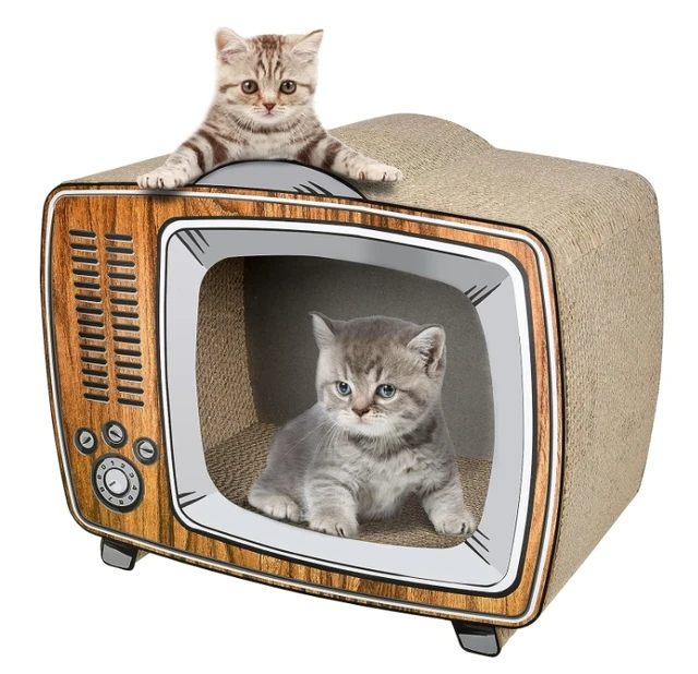 Cat Toys Scratcher Cardboard Lounge Bed Stable and Durable Furniture Protector Reversible  Television