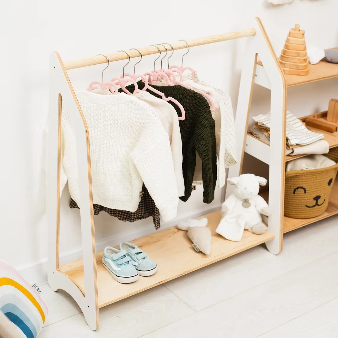 Cute Wardrobe Kids Clothing Rack Wood Clothing Made In Viet Nam 2024 ...