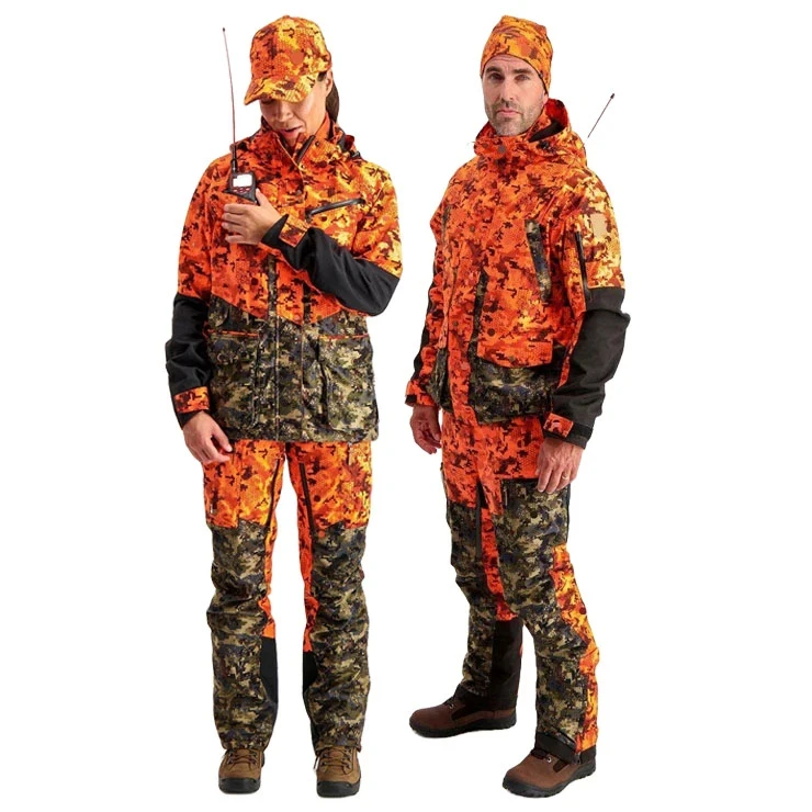 Breathable 2024 Customized Orange Hunting Clothes Waterproof Men's Breathable Camouflage Duck Hunting Suit