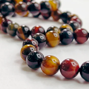 Beautiful Natural Wholesale Tri color Tiger Eyes Stones 6mm 8mm 10mm Bracelets Pray For Pease