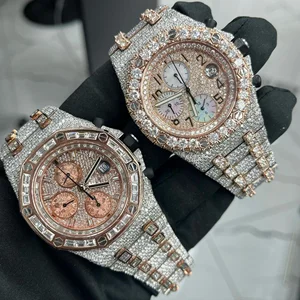 Best Quality Fully Customized Stainless Steel Water Resistant Iced Out Diamond Moissanite Watch for Men Hip Hop Jewelry Gift