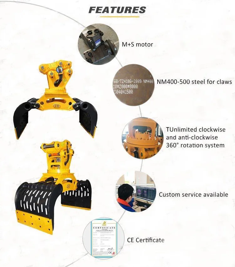 Excavator Grapple Wood Grapple Log Crane Multifunctional Tools Handy