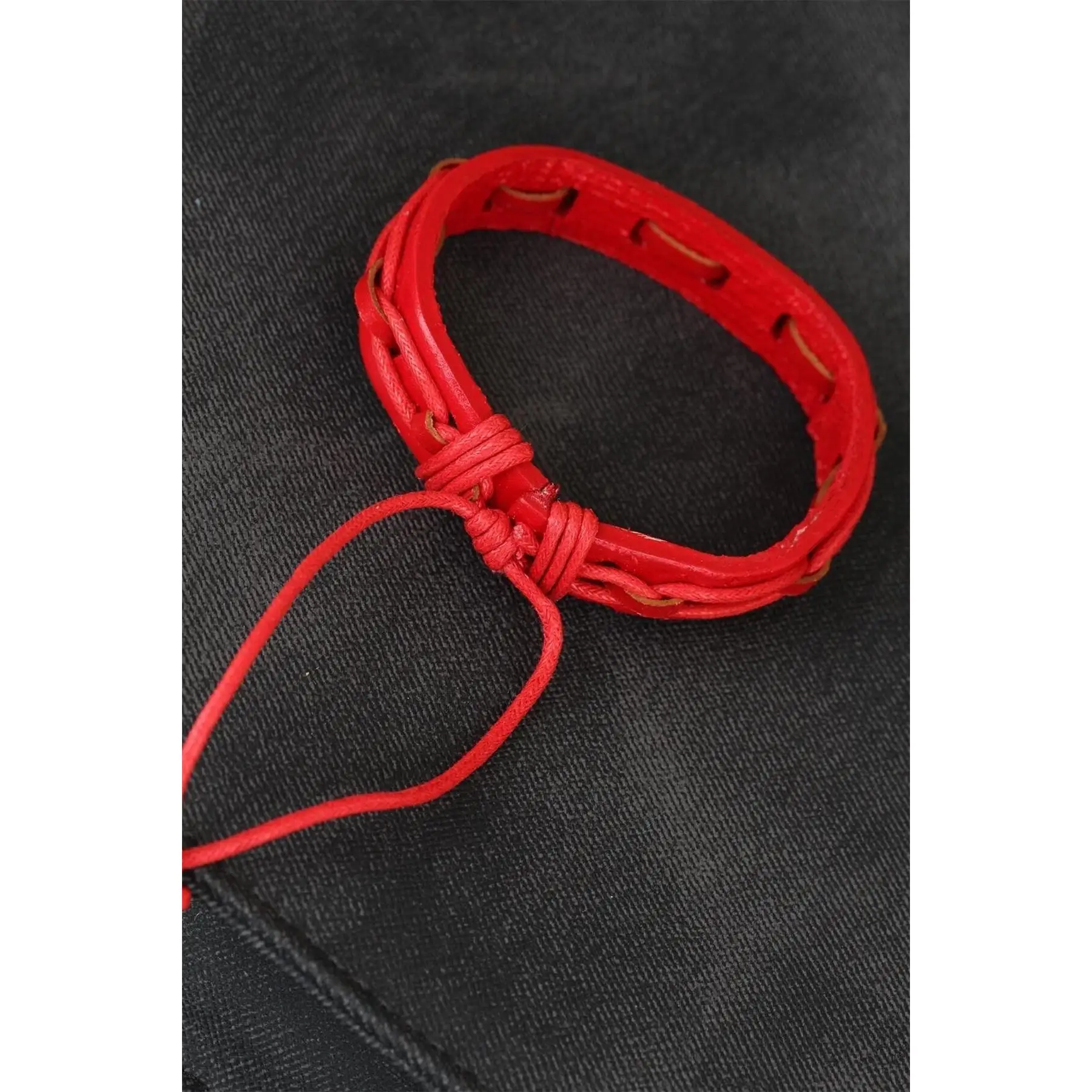 Red Color Adjustable String Leather Men's Bracelet Mdeb1865 Buy Red
