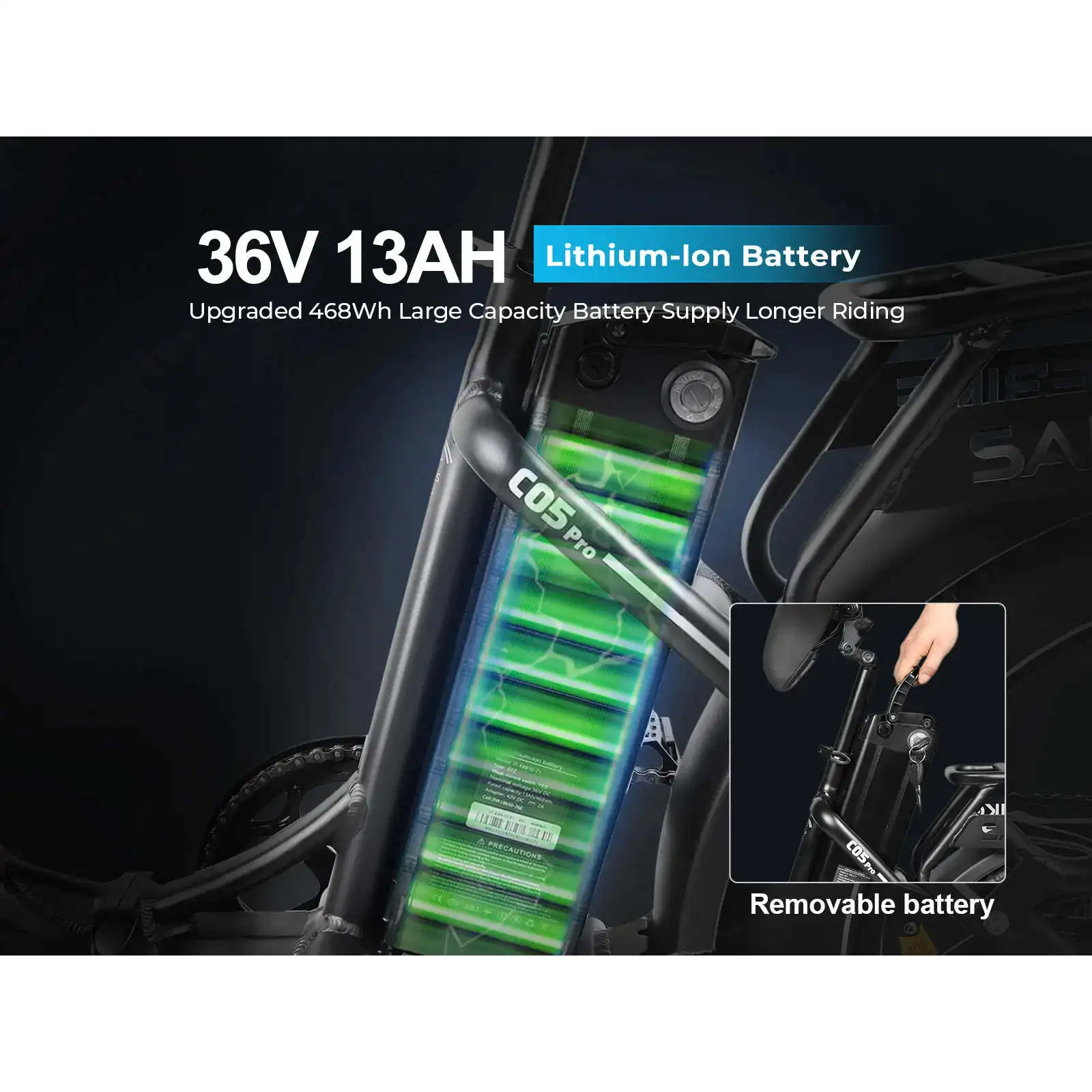 C05 Pro 250W Motor, 15Ah Akkukapazität, 14-Zoll-Falt-Elektro-Citybike mit Fatbike-Reifen, Tiefeinsteiger-Elektro-Faltrad