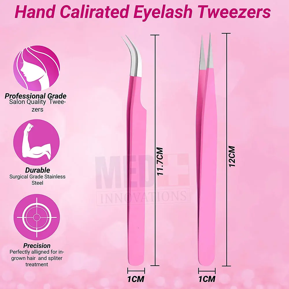 Best Color Coated Private Label Lash Tweezers 90 Degree Eyelash