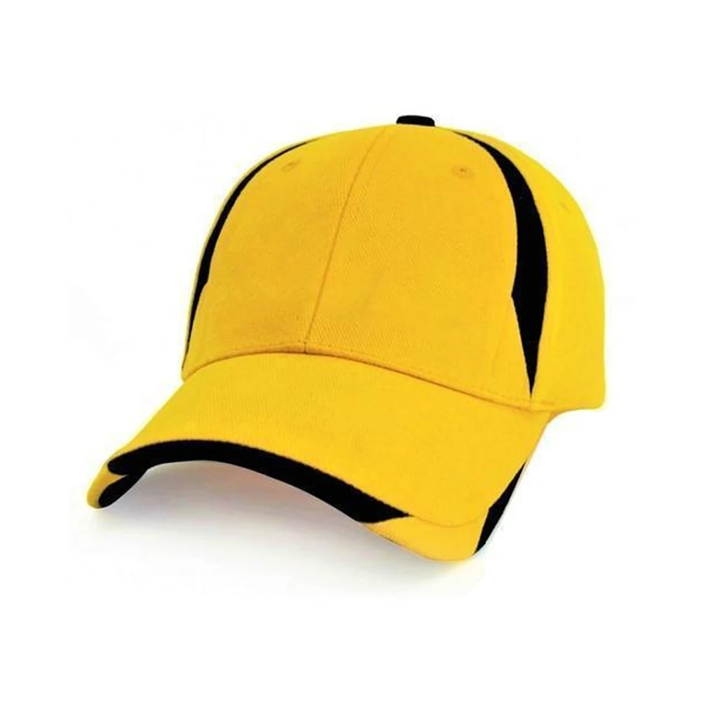 Yellow Color Cool UV Protection Curved Caps For Cricket Golf and Baseball 100 % Cotton Casual Street Wear 6 Panels Caps For Men