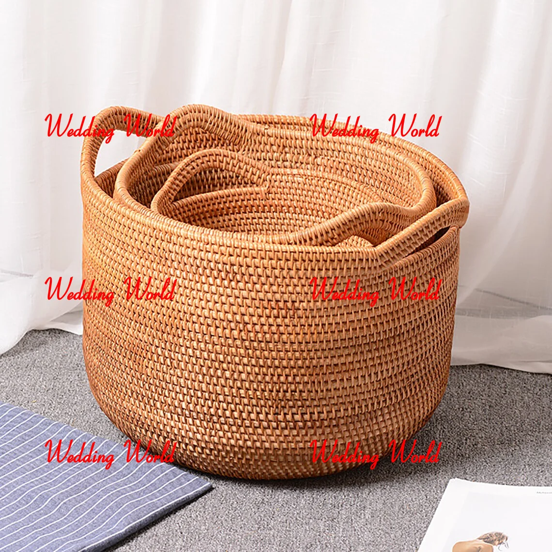 Different Sizes Rattan Basket Nice Quality Handmade Designer Basket