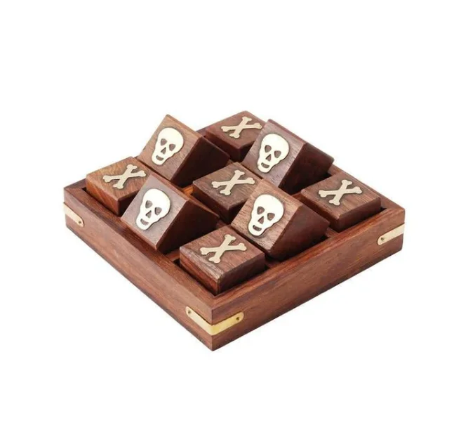 Handcrafted Wooden Tic Tac Toe Coffee Table Game Set XOX Game for Kids Tic Tac Toe Set for Kids Part of Dominoes and Sets