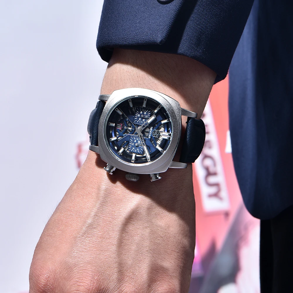 Benyar 5205 New Fashionable 43mm Luminous Dial Men's Quartz Wristwatch Chronograph 50m Waterproof Men's Watch Masculino