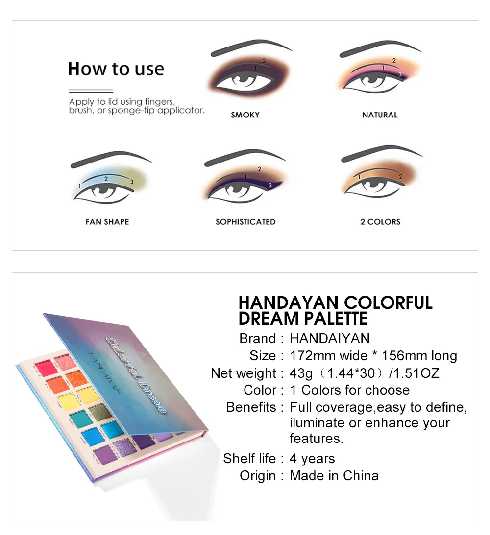 HANDAIYAN 30 color matte eye shadow palette pearly glitter eye shadows pallets