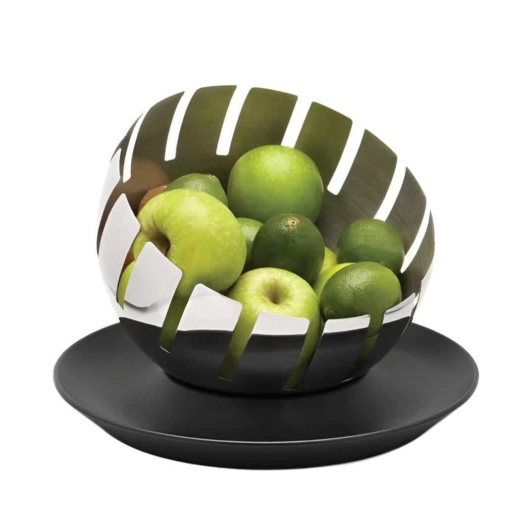 Modern Kitchen Fruit Bowl Wire Basket Shinny Steel Storage Food ...