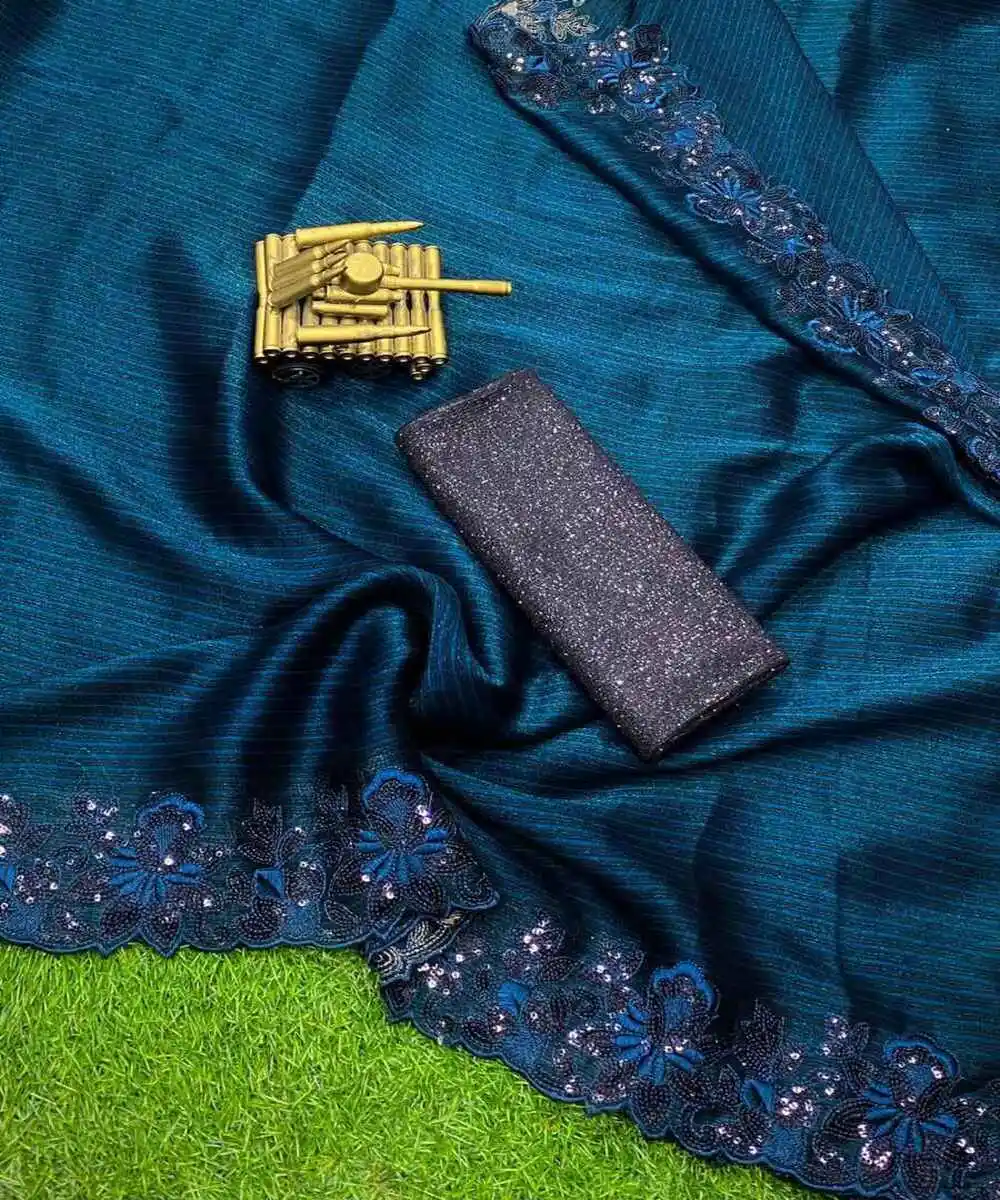 Gorgeous Sequence Work Georgette Embroidered Saree: Make a Statement with Embroidery Stone Work Hand Work Ruffle Sarees
