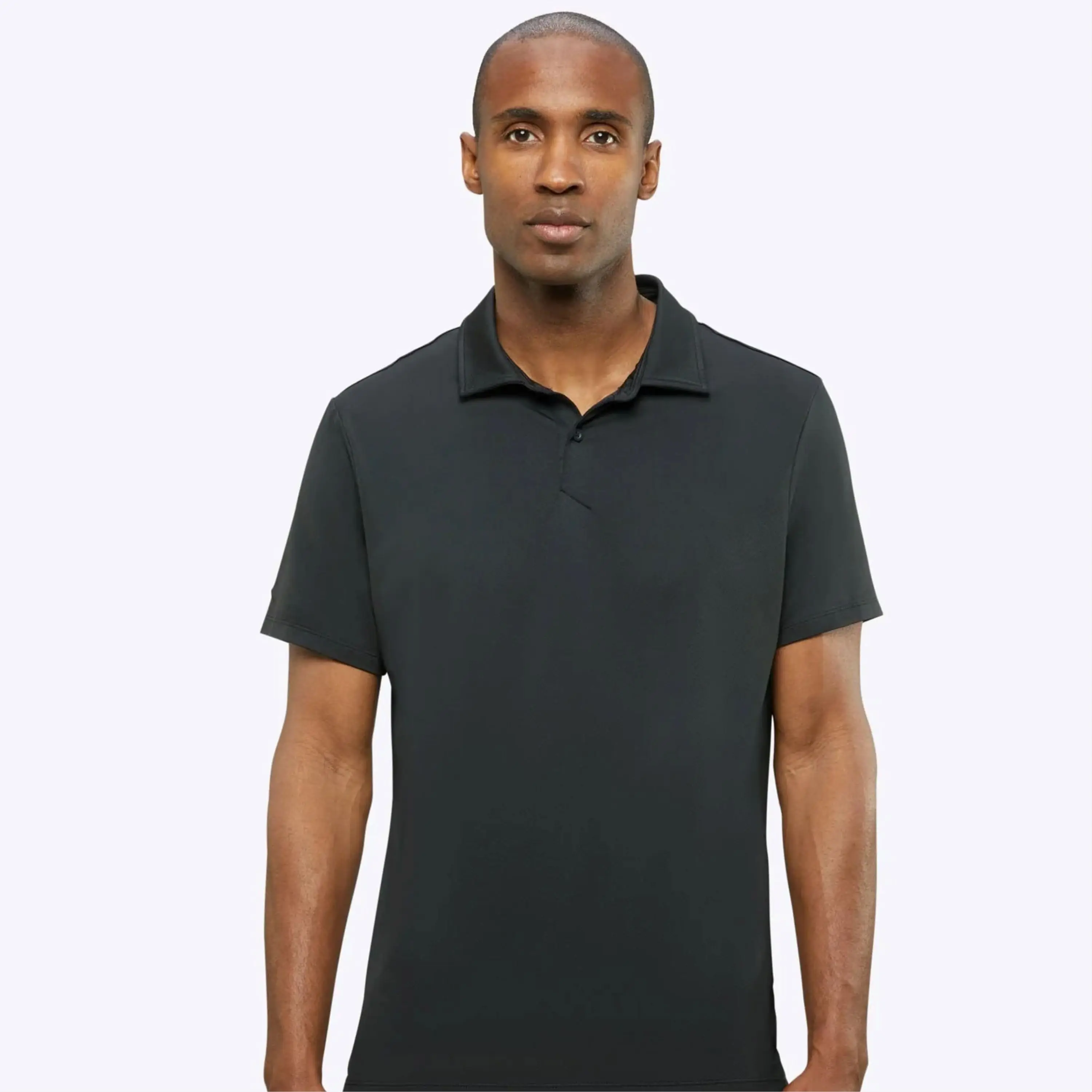 Luxury Men Curved Hem Polo Shirt Breathable Pique Cotton