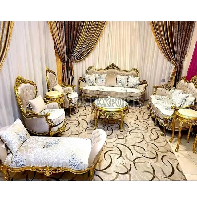 Luxurious Maharaja Silver Home Sofa Set - Wooden Modern Victorian