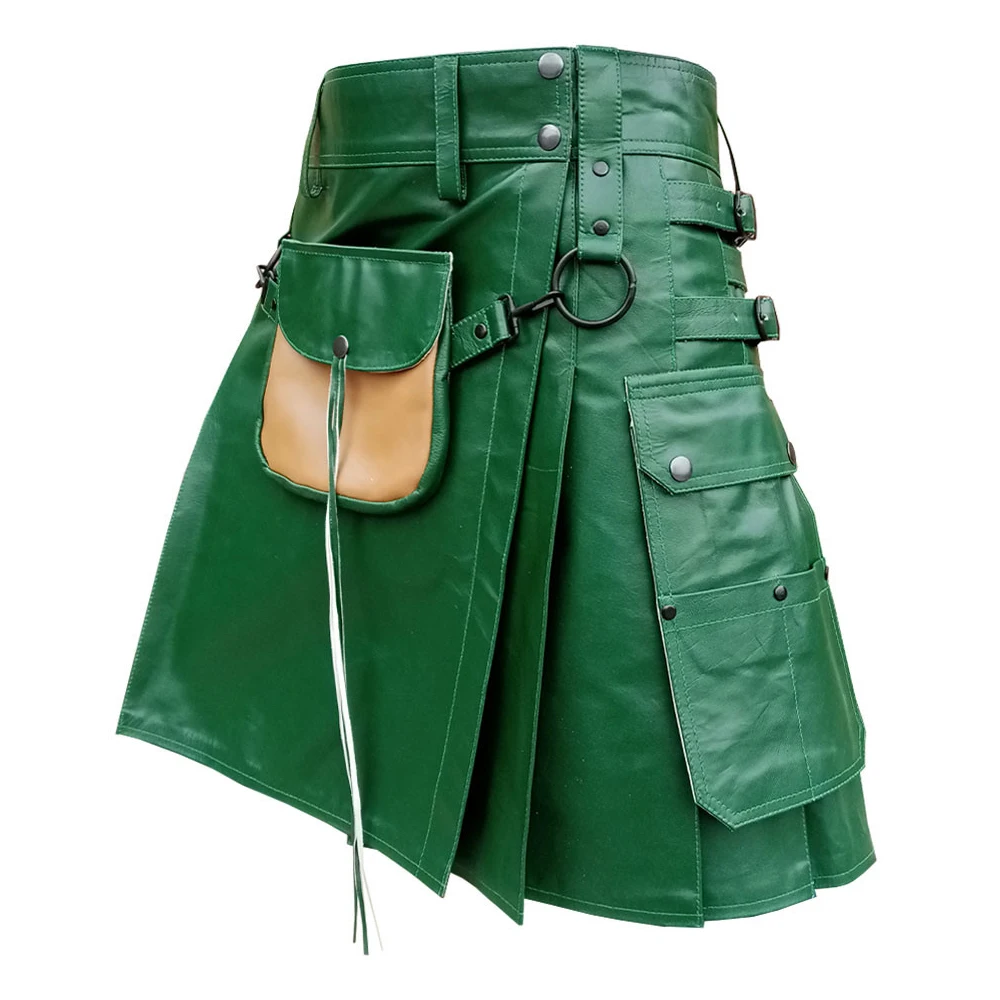 Мужской черный кожаный материал килты с кожаными ремешками лучший дизайн большие размеры оптовая продажа индивидуальные кожаные