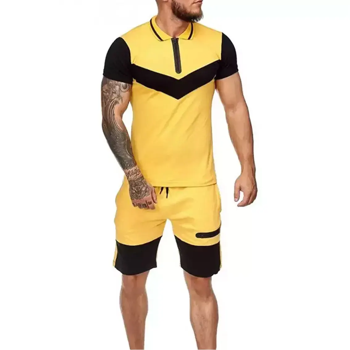 Custom Mens Summer Tracksuit 2 Piece 100% Cotton T Shirt And Mesh ...