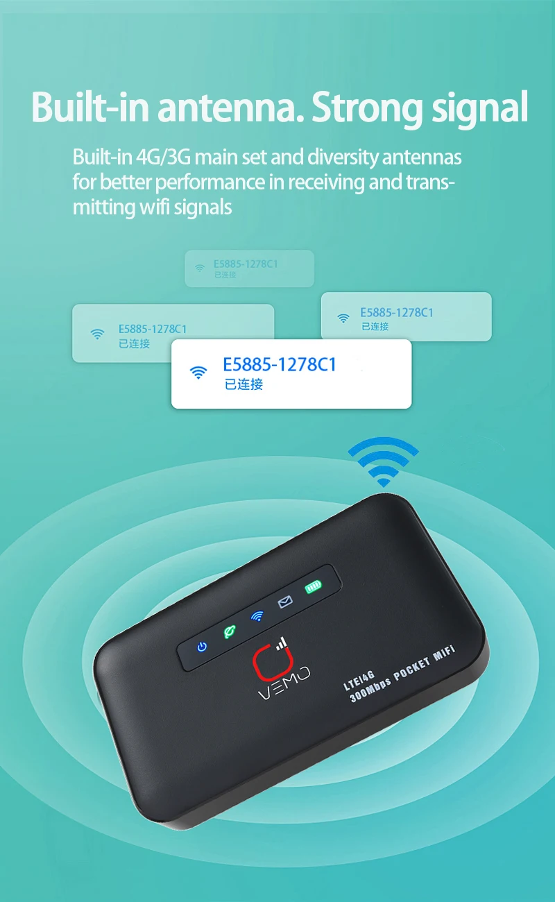 E5885 Pocket Wifi Router 4g Mini Router With Sim Card RJ45 Lan Port 4g Lte Router With Sim Card for Home 2600mAh Battery