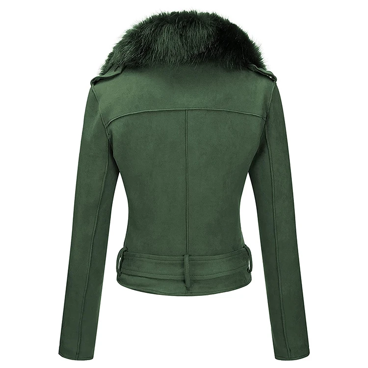 Customized High Quality Ladies Leather Jacket With Fur Collar Reversible And Waterproof Design Women