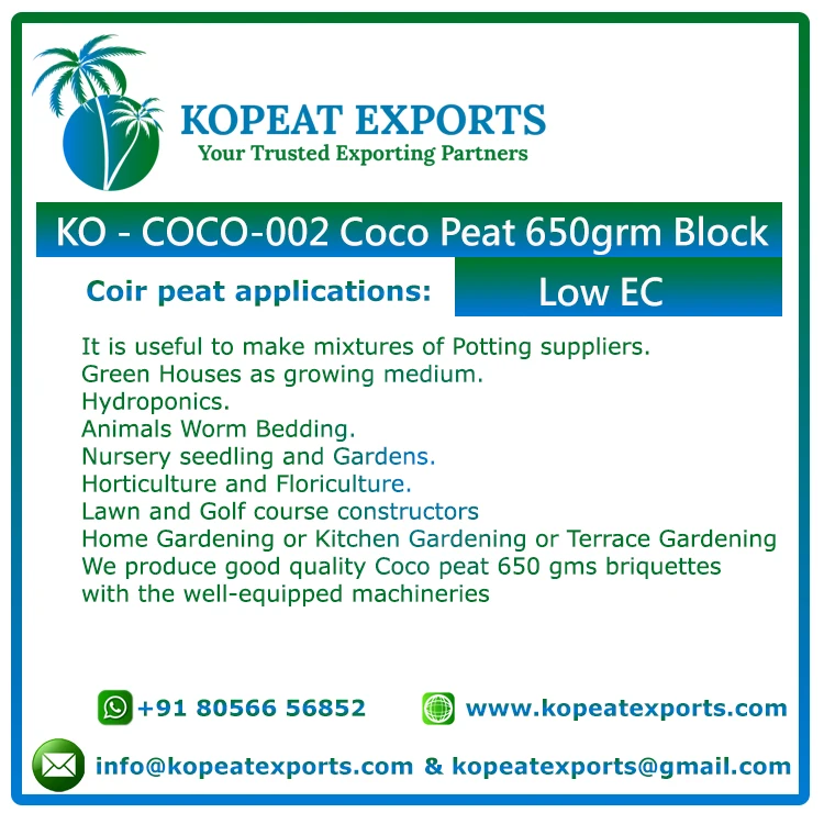 Direct Export Hot Selling Premium Coco Coir Pith Peat Block Powder for Garden Usage
