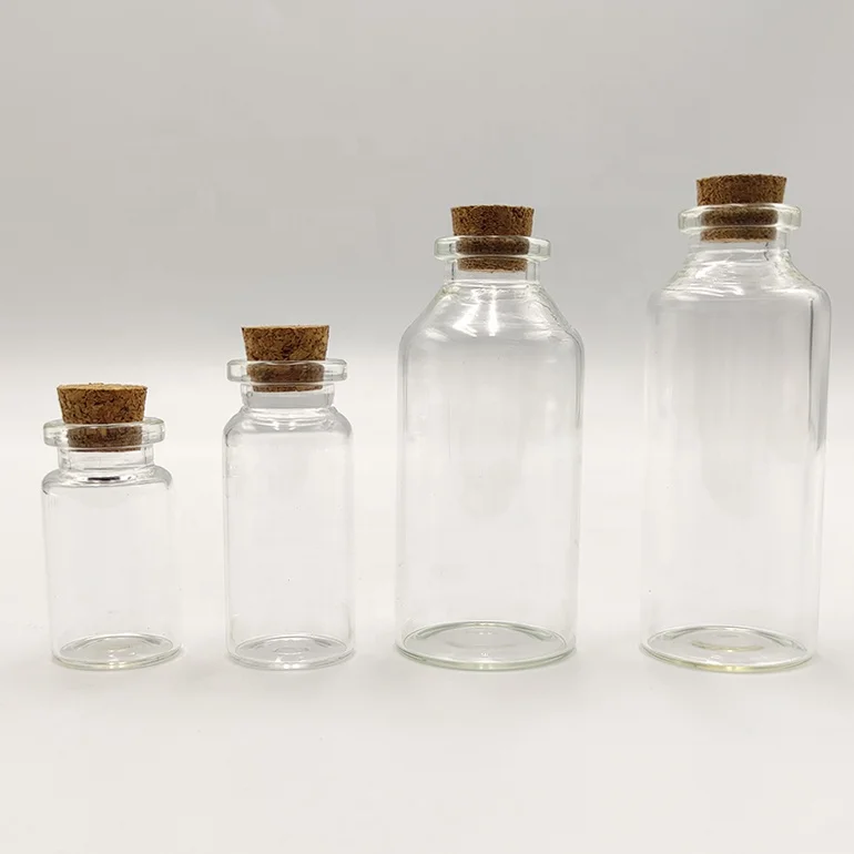 Hot Sale Empty Clear Tubular Vial Wishing Glass Bottle With Cork Stopper