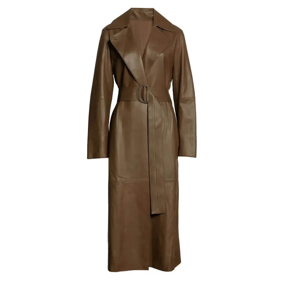 Hot Selling Winter Wear Long Coat For Women Fashionable Slim Windproof Cowhide Leather Casual Long Coat For Girls By Power Hint - Image 5
